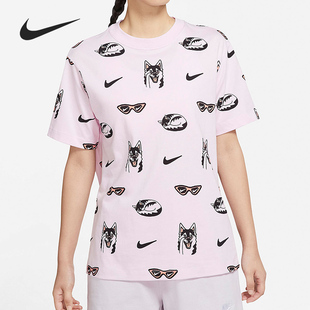新款 夏季 耐克正品 695 休闲短袖 T恤DJ1833 女子印花时尚 Nike