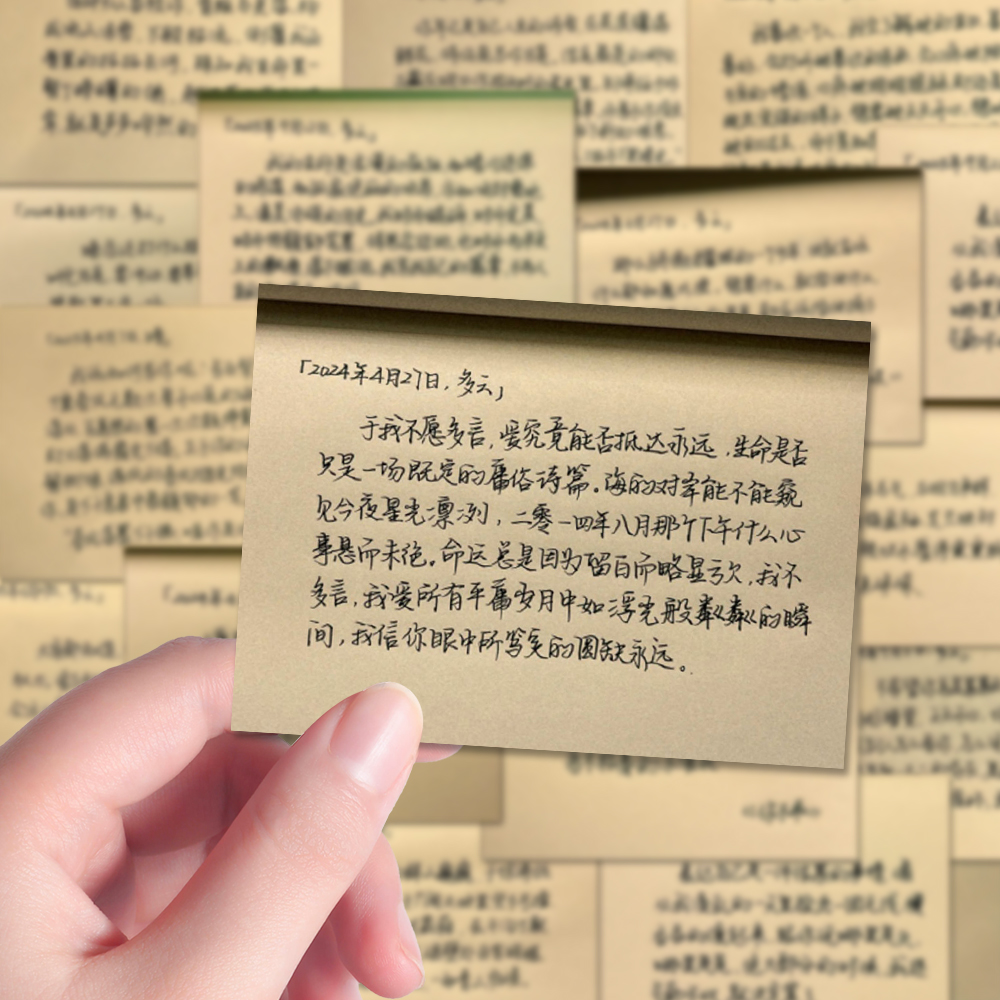 128张手写情书浪漫贴纸ins创意简约暖心语录文案diy手账桌面贴画