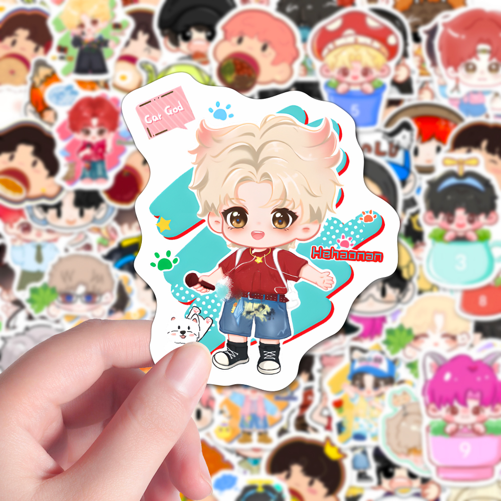 166张Q版十个勤天贴纸ins创意卡通鹭卓赵一博装饰手账桌面贴画