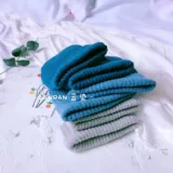 Синяя цветная шерстяная удерживающая тепло многоцветная вязаная шапка с капюшоном для школьников, в корейском стиле