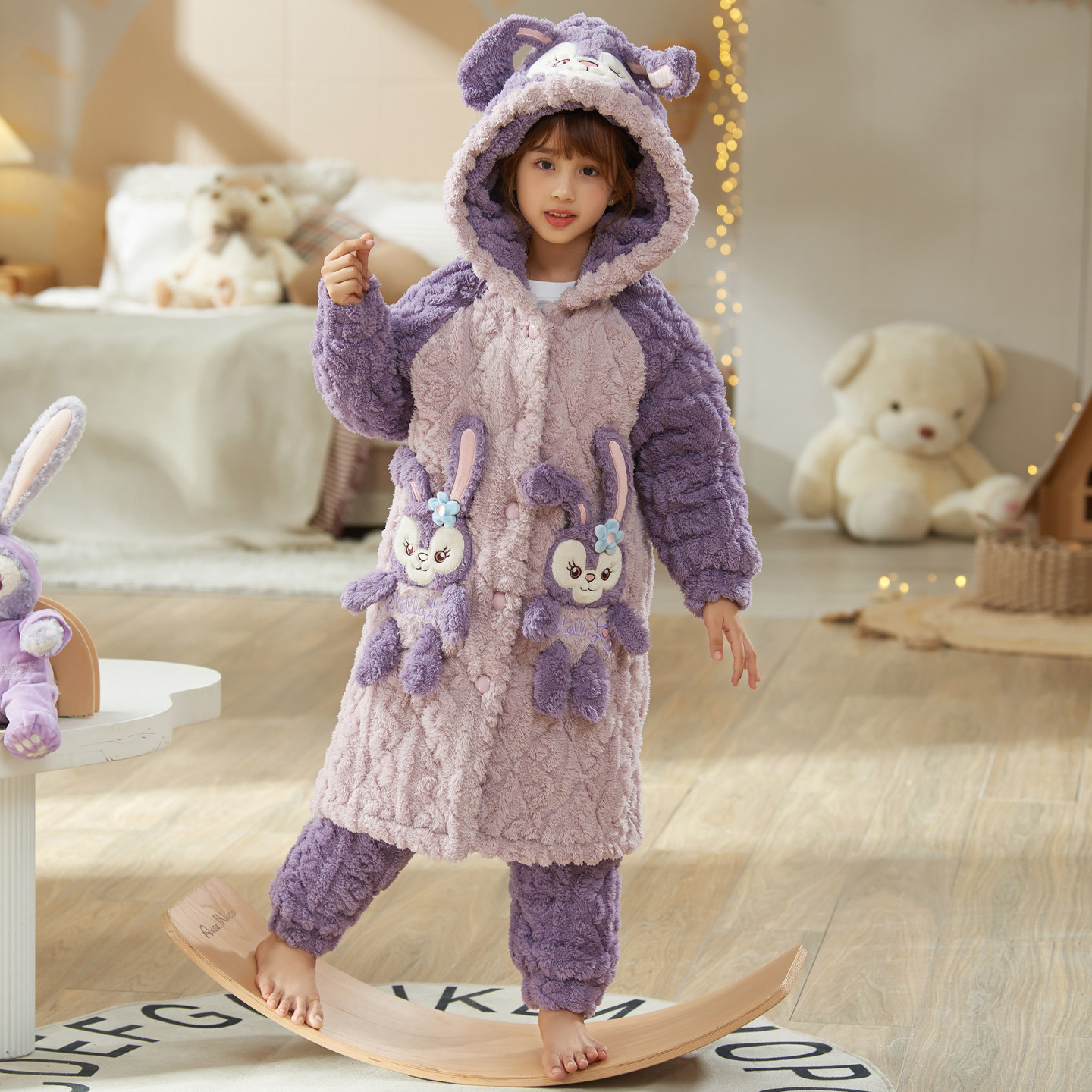 女童睡衣秋冬季2025新款加绒加厚三层夹棉儿童珊瑚女孩冬款睡袍浴,童装/婴儿装/亲子装,家居服套装,淘宝优惠券,粉丝福利购,淘宝优惠卷