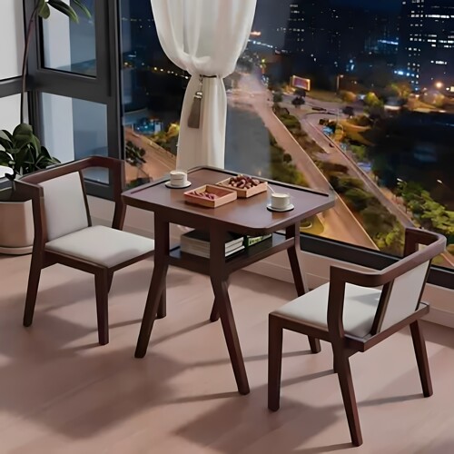 阳台小桌椅三件套全实木一桌两椅榫卯家用休闲喝茶桌椅组合小户型
