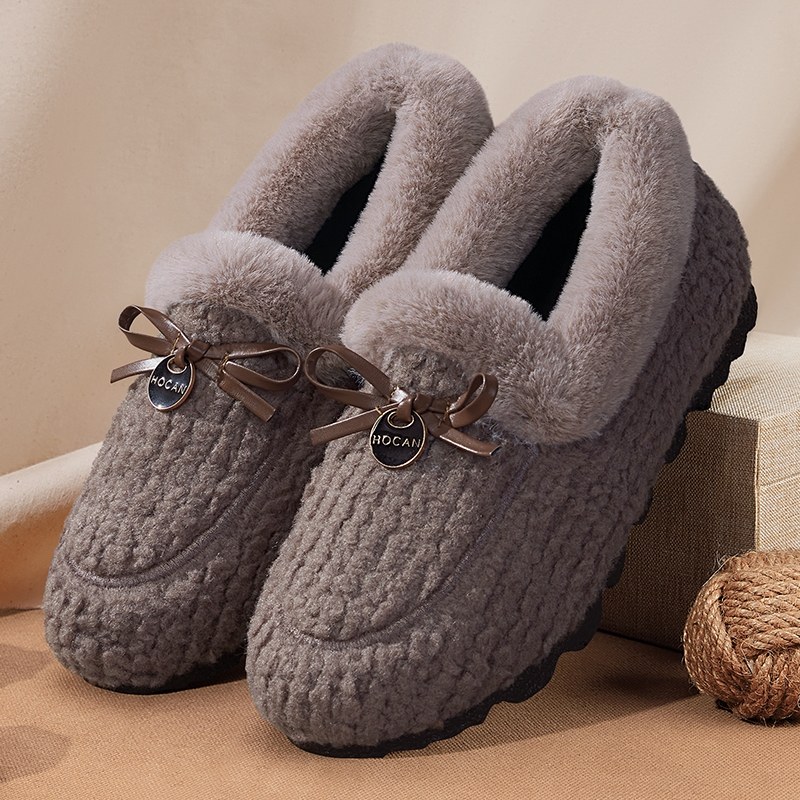 毛毛鞋女冬季平底2025软底老北京布鞋加绒妈妈一脚蹬保暖豆豆棉鞋,女鞋,乐福鞋（豆豆鞋）,淘宝优惠券,粉丝福利购,淘宝优惠卷