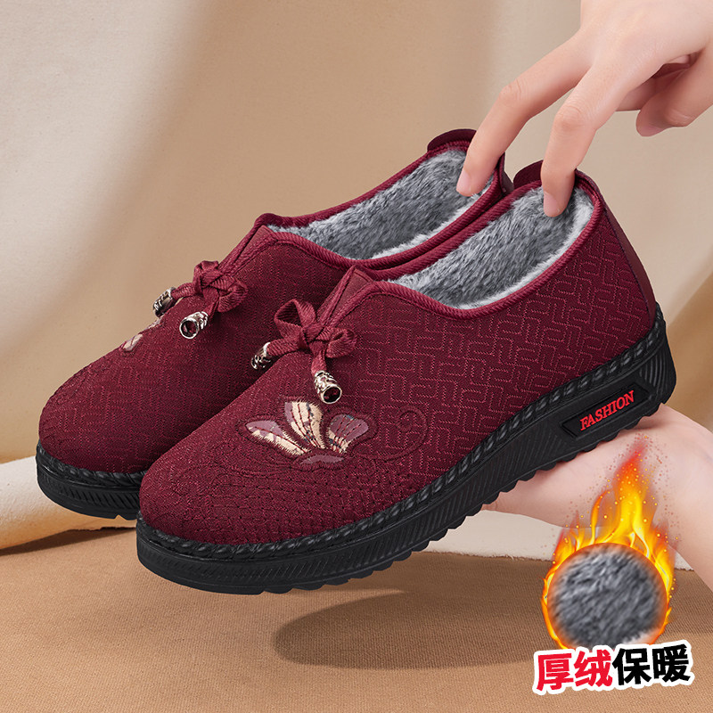 老北京布鞋女冬季2025新款加绒加厚中老年妈妈鞋保暖防滑老人棉鞋