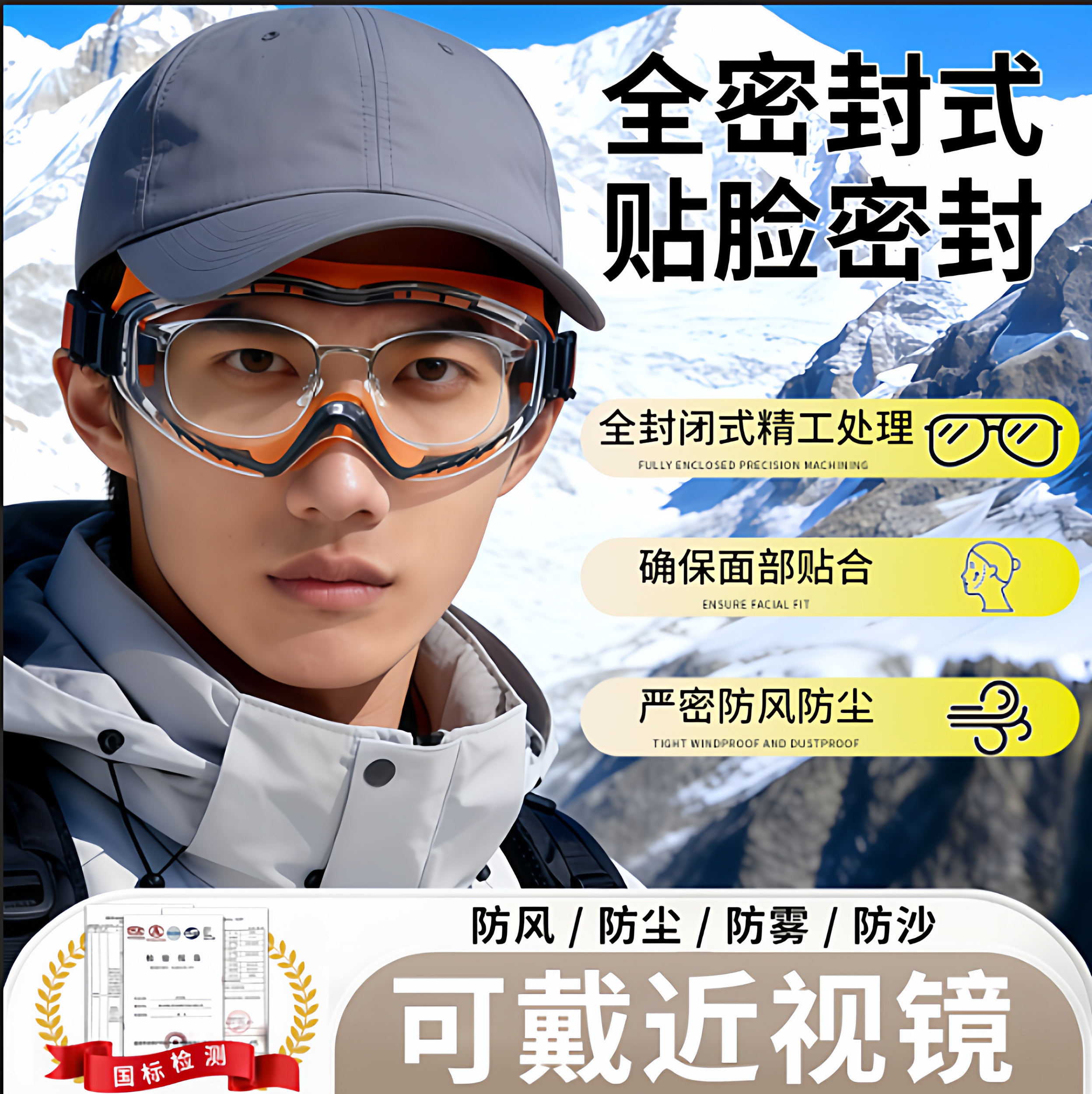 护目镜防冲击劳保眼镜防雾防紫外线墨镜防风沙防尘防飞溅骑行风镜