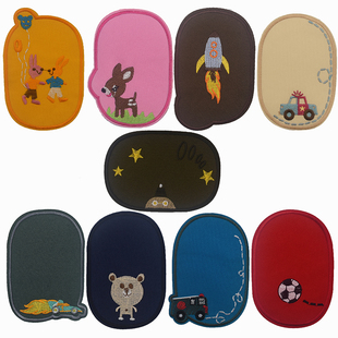 卡通膝盖布贴儿童牛仔裤子补丁贴装饰修补洞贴花刺绣熨烫背胶肘贴