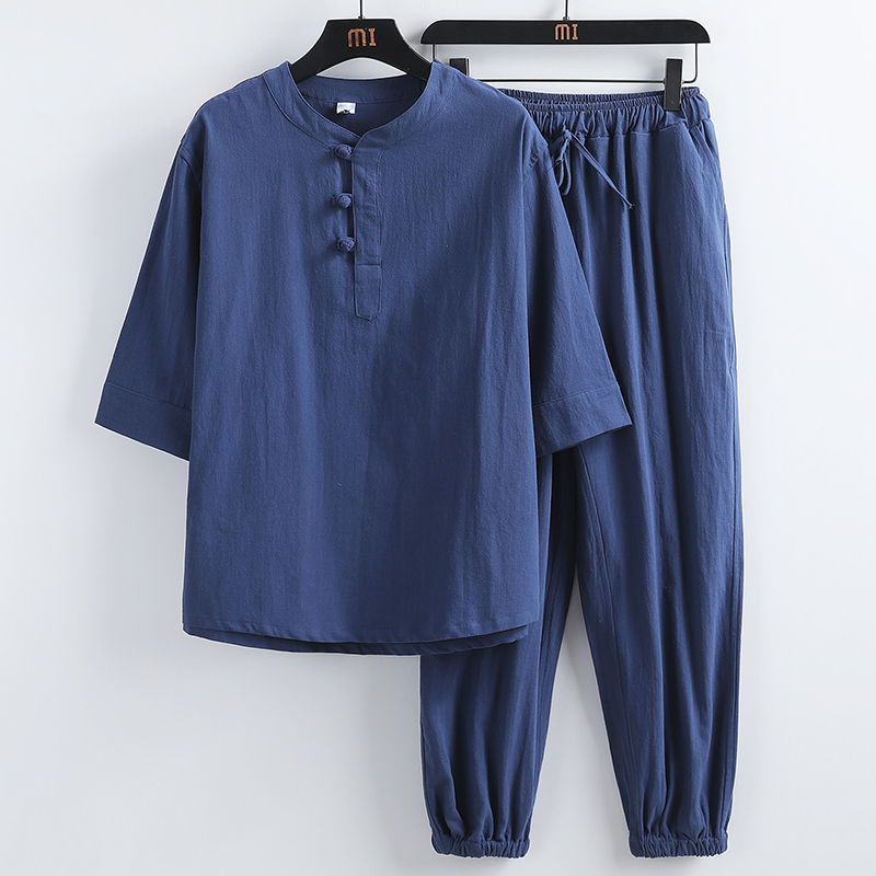 改良居士服男棉麻唐装打坐禅修服