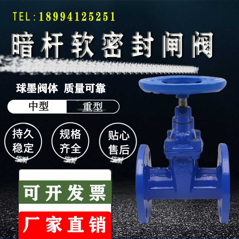 软密封闸阀Z45X-16暗杆弹性闸阀消防自来水阀门闸阀DN80 100 150