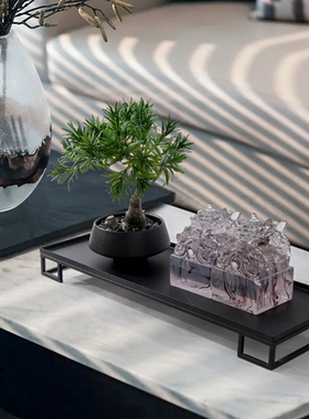 新中式轻奢玉玺香炉绿植摆件高端样板间茶桌玄关客T厅茶几软装饰