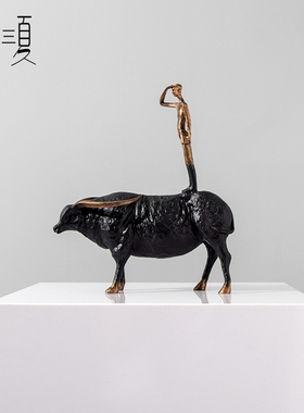 新中式轻奢金属工艺品铸铁软装饰品书房办公室V橱窗样板间摆件