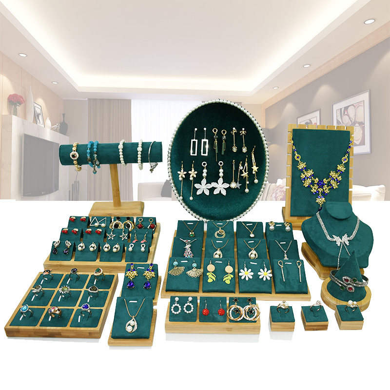 竹木首饰架耳环项链展示架饰品店收纳戒指吊坠桌面摆件耳钉耳饰架_虎窝淘