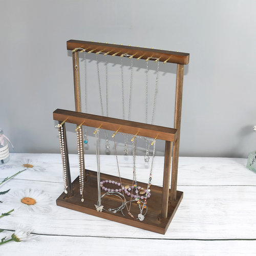 胡桃色双层项链展示架文玩手串架