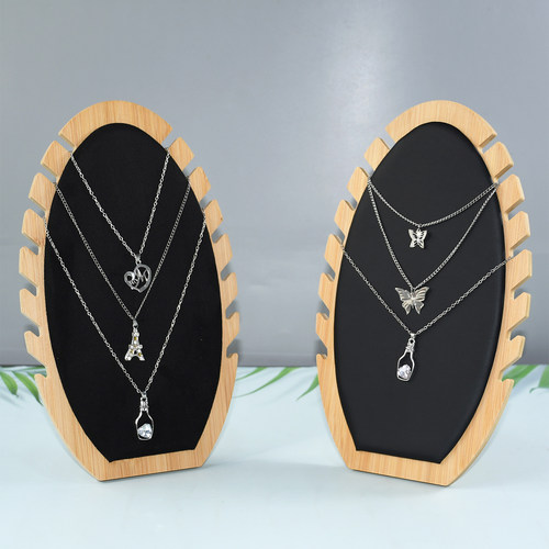 竹木立式扇形项链展示架子