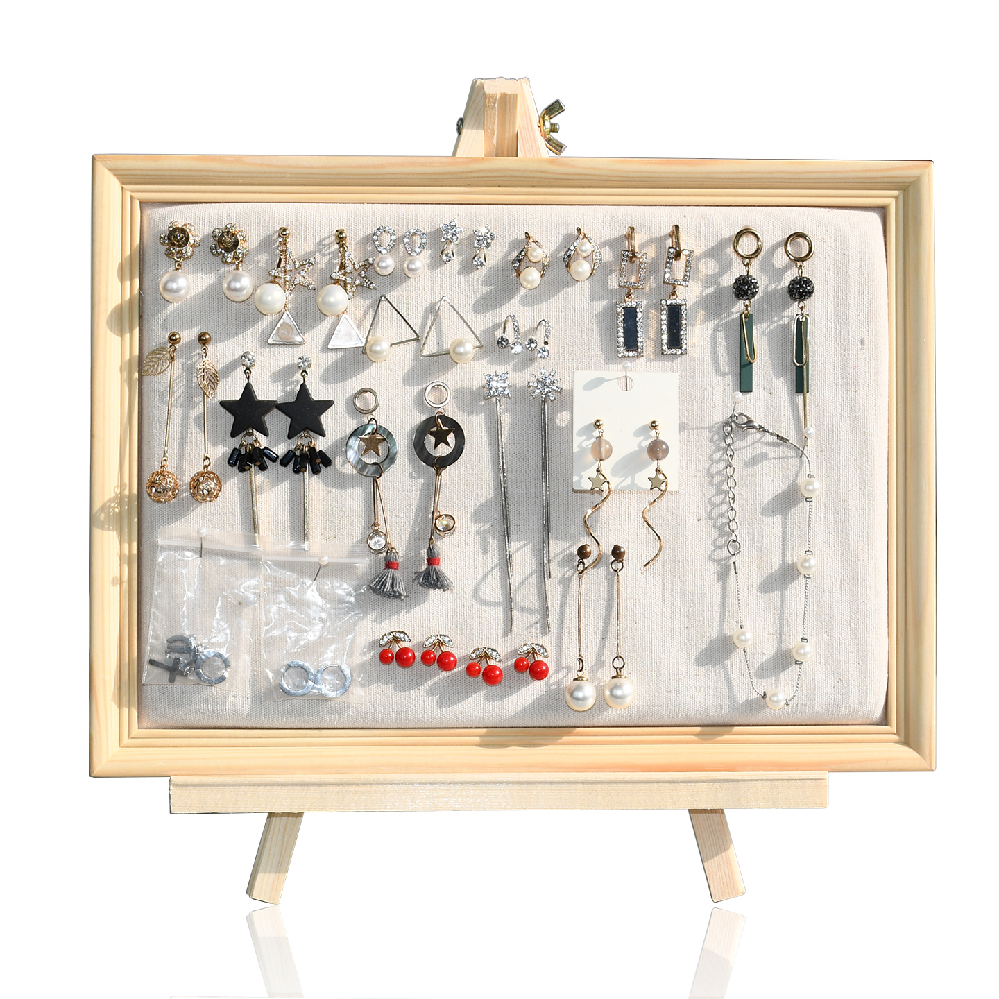 实木耳环收纳相框挂墙架子