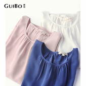 衬衣圆领简约上衣重磅真丝双绉桑蚕丝衬衫 真丝衬衫 女百搭宽松长袖