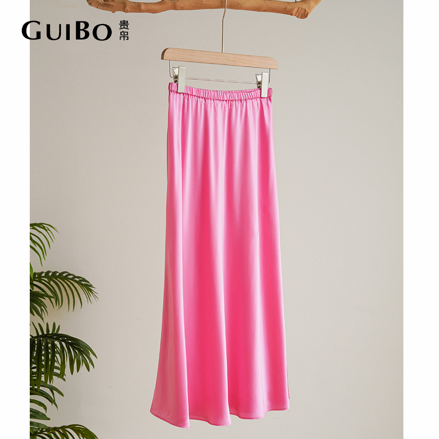 贵帛气质A字100%桑蚕丝半身裙