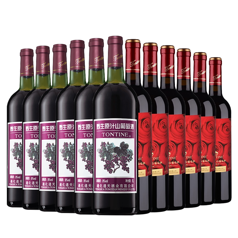 【甜红礼包】通天柔红山葡萄酒6支+通天野生原汁山葡萄酒6支包邮