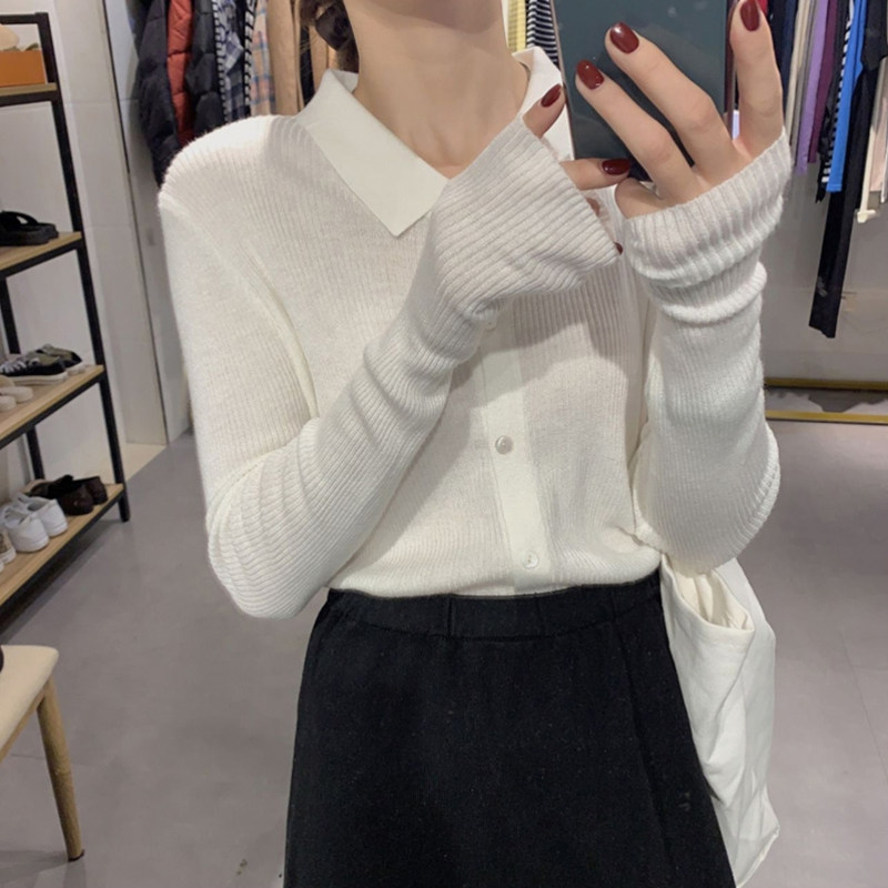 polo领针织衫女开衫2025新款翻领长袖内搭上衣秋冬打底毛衣小外套