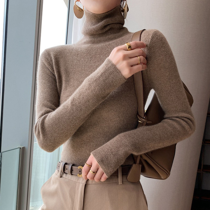高领毛衣打底衫女秋季2025新款加厚修身内搭秋冬黑色紧身针织上衣