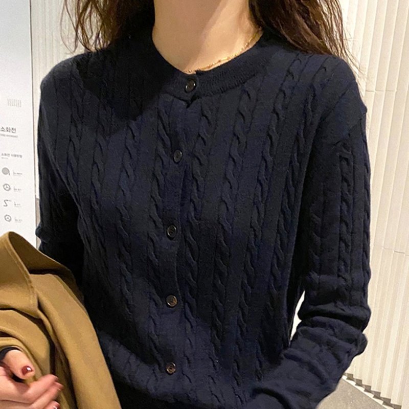 毛衣外套女针织衫2025秋冬新款圆领外搭开衫秋季修身内搭打底上衣