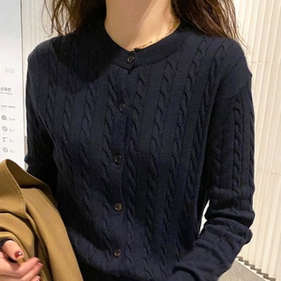 毛衣外套女针织衫2025秋冬新款圆领外搭开衫秋季修身内搭打底上衣