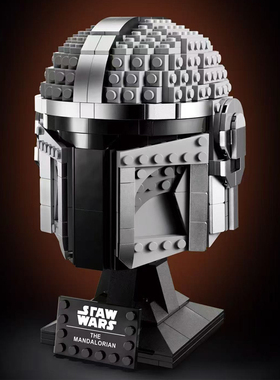 星球大战曼达洛人头盔头像男孩子儿童拼装积木玩具模型摆件75328