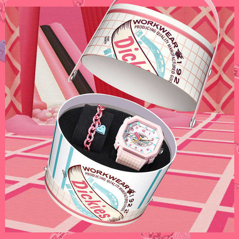 Dickies手表女美式甜心小方块学生石英手表礼盒生日送女友CL