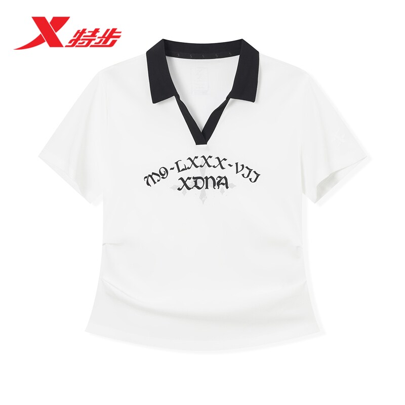特步运动POLO衫女2026年夏季新款短款潮流短袖运动服974228020384