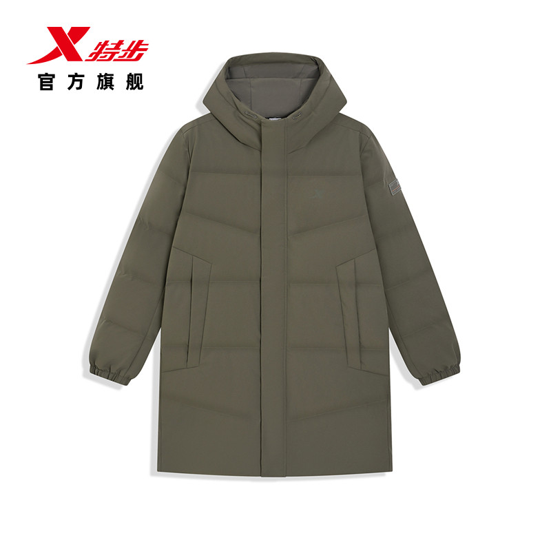 特步中长款羽绒服男士2026年新款冬季保暖加厚运动外套防风羽绒服