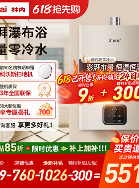 新品鲸吨吨零冷水林内燃气热水器天然气恒温密闭稳燃20/24升GD61R