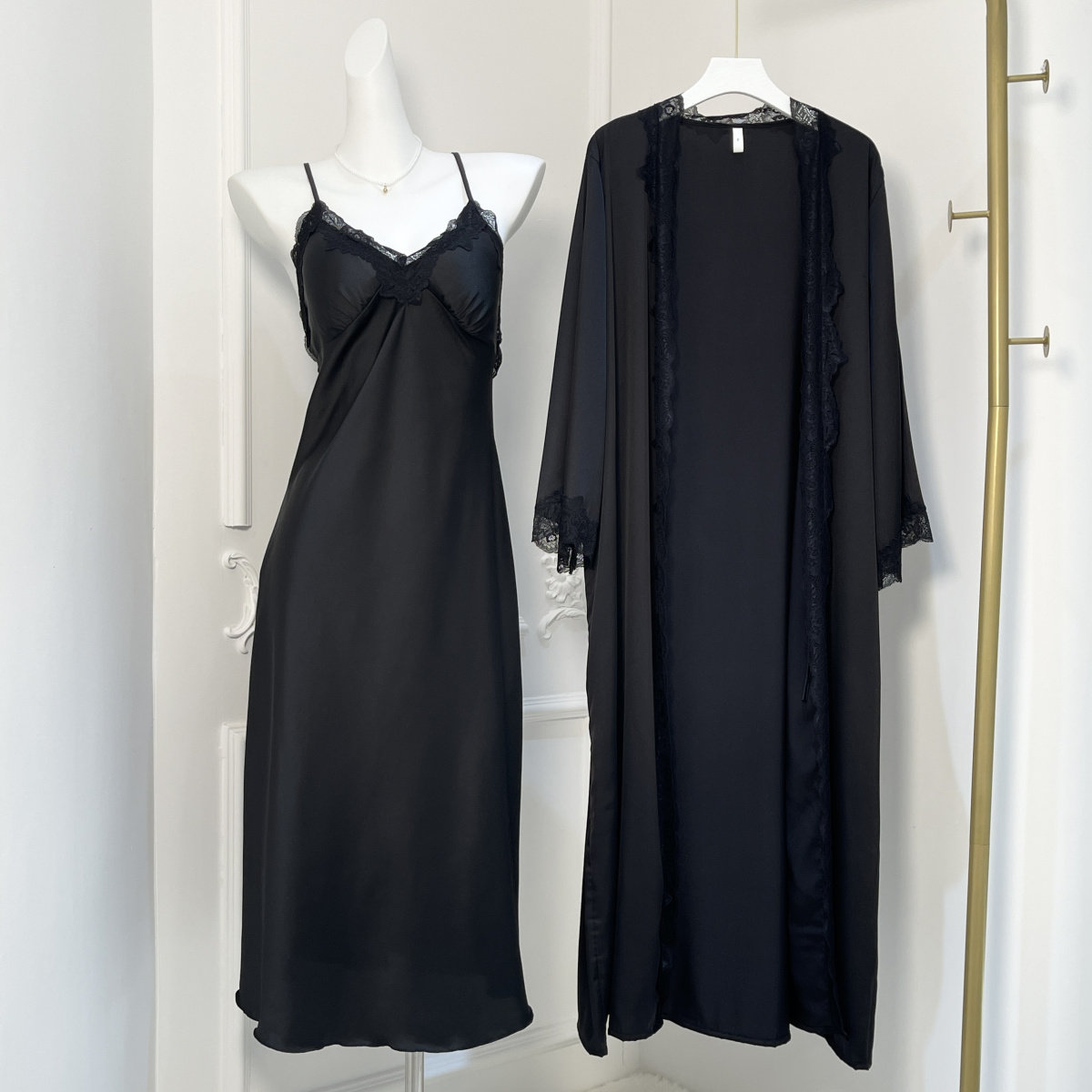 夏季性感睡衣女春秋冰丝吊带睡裙睡衣/家居服套装