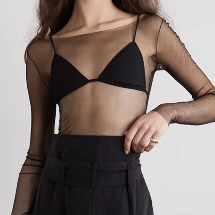 内搭透视蕾丝网纱打底衫上衣