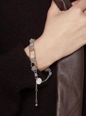 立体小方块铜镀18k金 叠层马衔索设计Abacus可调节手链 项链