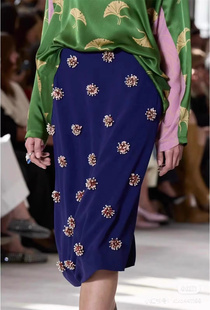 气质优雅 高腰开衩包臀半身裙 DVN重工手工立体珠花