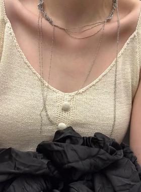 铜镀做旧金银色锁骨链项链