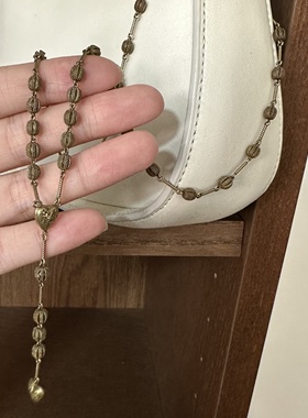 黄铜做旧串刺球爱心吊坠项链手链