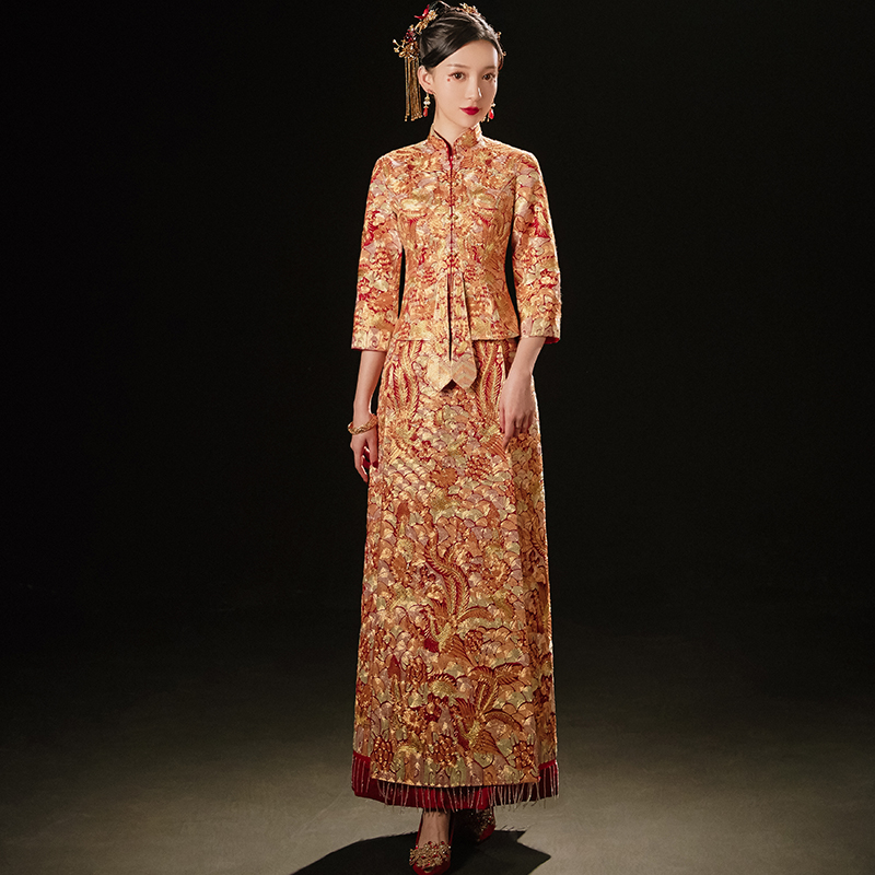 秀禾服2023新款盘锦绣结婚新娘中式婚纱礼服龙凤褂中国风秀和服春