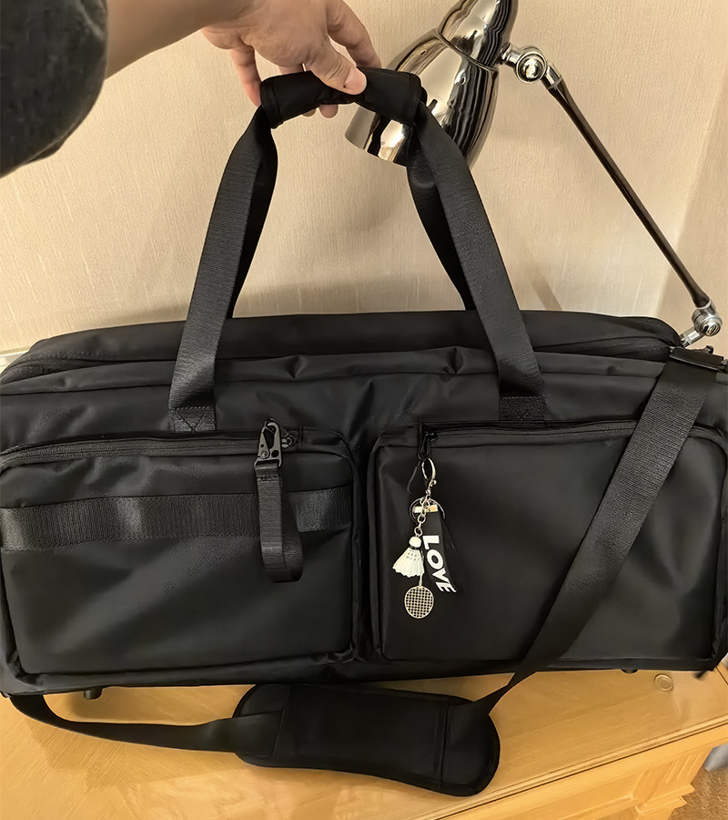 thumbnail for New simple tennis bag men's hand-to-shoulder large capacity badminton bag women's sneaker compartment racket bag waterproof tide