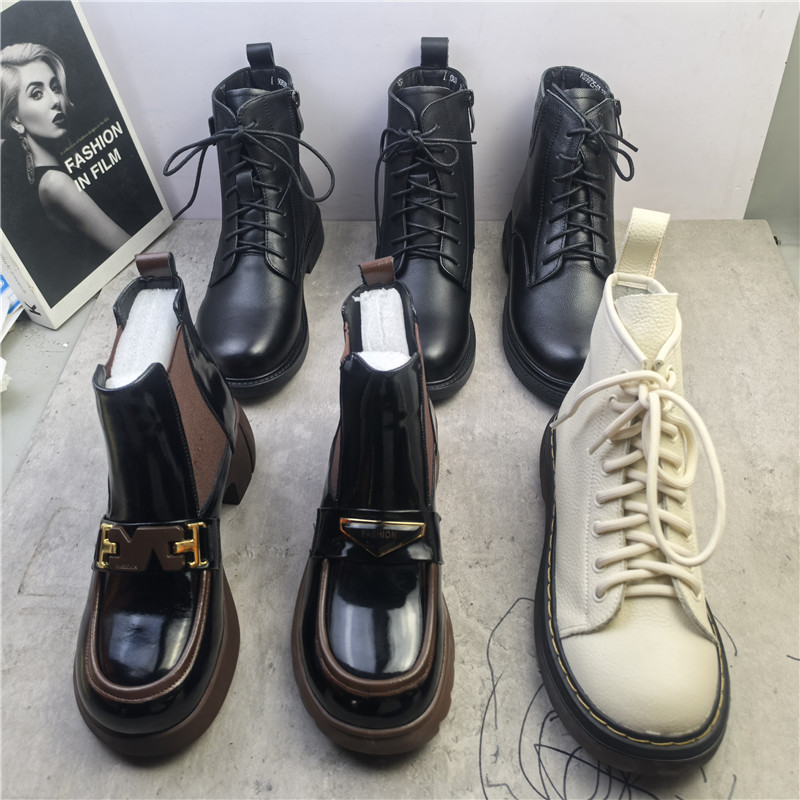 头层牛皮马丁靴女靴秋冬季款加绒棉鞋单靴清货处理白菜价妈妈鞋