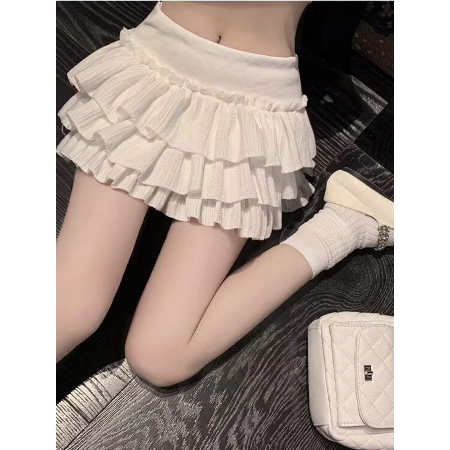 胖mm纯欲风百褶短裙女小个子显高显瘦蓬蓬裙裤夏季白色蛋糕半身裙