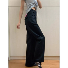 微胖mm美式夏季黑色高级感直筒西装裤女高腰宽松百搭阔腿休闲西裤