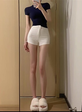 2026年夏季新款高腰显瘦黑色短裤女外穿弹力辣妹热裤休闲包臀靴裤