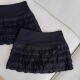 半身裙自带安全裤 胖mm春季 黑色蕾丝花边蛋糕裙女韩系A字百搭短款