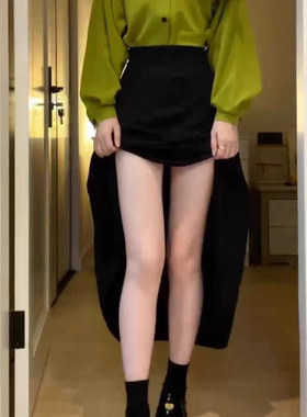 2026春季西装半身裙长款女大码胖mm腿粗胯宽显瘦遮肉黑色a字伞裙