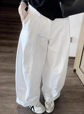 春季新款梧桐裤大码白色松弛感裤子工装阔腿裤慵懒休闲裤女山本裤
