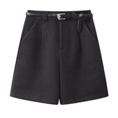 阔腿短裤 2026外穿加厚高腰显瘦直筒靴裤 女春季 气质复古毛呢五分裤