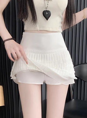 大码白色蕾丝半身裙女春季新款小个子高腰显瘦防走光a字包臀短裙