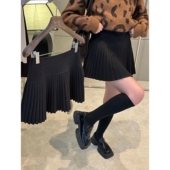 胖mm加厚毛呢压褶半身裙女秋冬小个子高腰遮胯A字防走光百褶短裙
