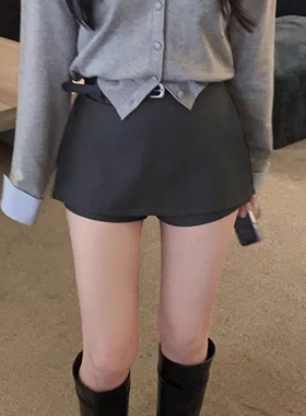 大码黑色西装短裙女2026年韩版高腰显瘦a字裙百搭腰带裙裤半身裙