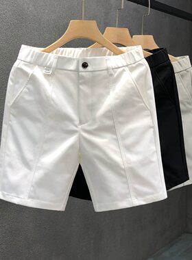 纯色休闲西装短裤男款夏季斜纹裤